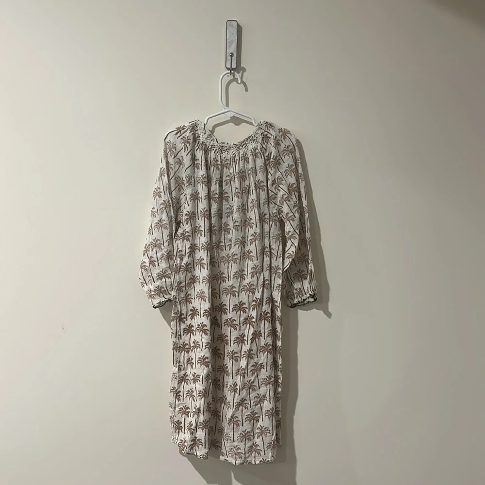 • Pink Chicken • Girls Ava Palm Tree Print Dress Long Sleeves White Brown 12 - Picture 5 of 5